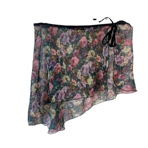 Vtg Trienawear Floral Wrap Ballet Skirt Sheer Ribbon Adjustable Balletcore